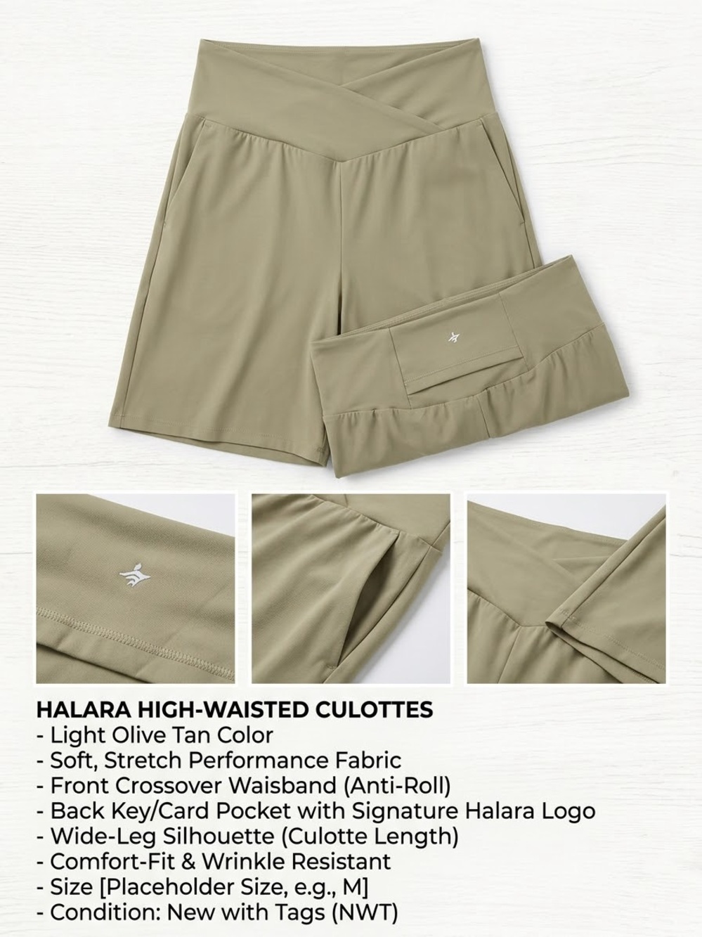 Halara culottes high-waisted yoga lounge wear large green